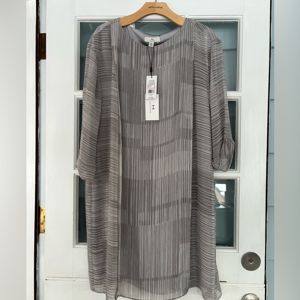 Halston Chiffon Shift Dress. NWT